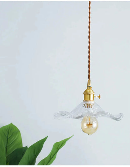 Art Deco Copper Glass Pendant Light — Colorful Edison Ceiling Chandelier for Bedroom, Living Room & Bar