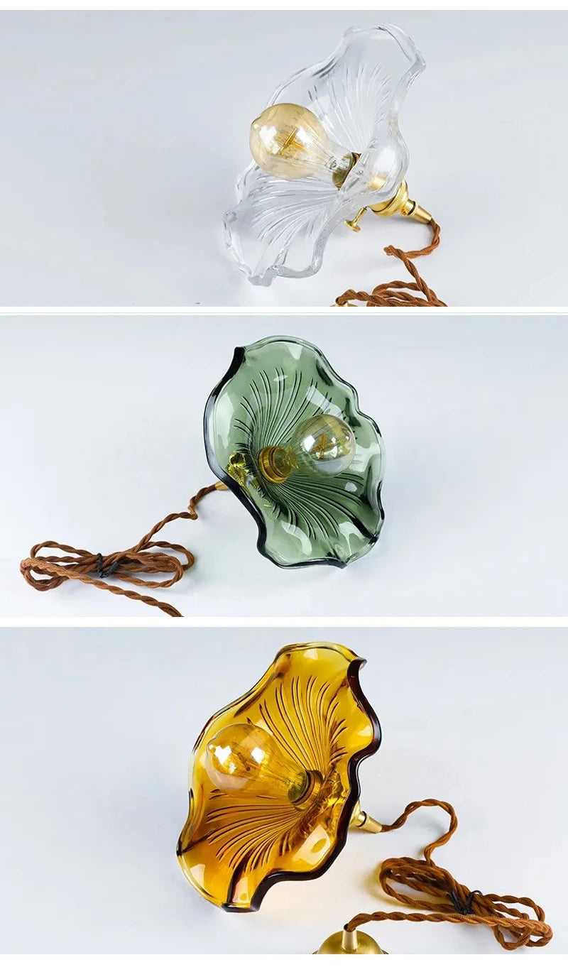 Art Deco Copper Glass Pendant Light — Colorful Edison Ceiling Chandelier for Bedroom, Living Room & Bar