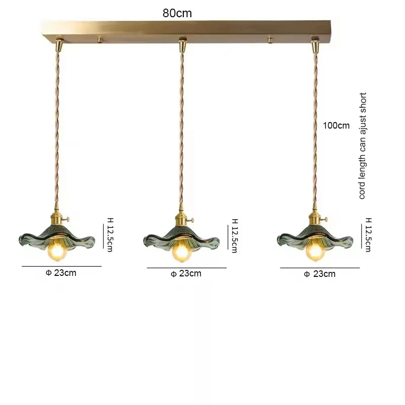Art Deco Copper Glass Pendant Light — Colorful Edison Ceiling Chandelier for Bedroom, Living Room & Bar