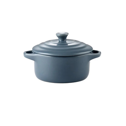 Ceramic Double Ear Bowl with Lid — Glazed Baking Bowl for Steamed Eggs, Soup & Pudding