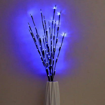 LED Willow Branch Twig Lamp — 20-Bulb Bendable Vase Light for Bedroom & Home Decor in 6 Colors