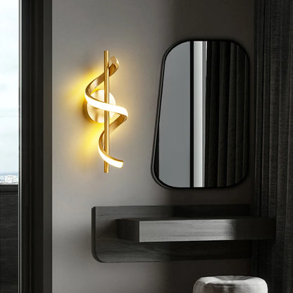Nordic Copper LED Wall Sconce — 3-Color Switchable Bedside & Living Room Lamp in Black or Gold, 2 Styles