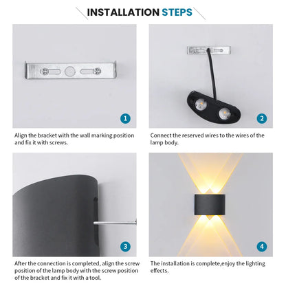 2W LED Wall Lamp — Waterproof Indoor & Outdoor Wall Light in White or Black, 3 Color Temperatures