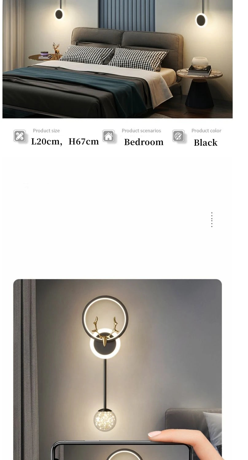 Modern 3-Light Glass Wall Lamp — Touch Switch LED Sconce for Living Room, Bedroom & Dining