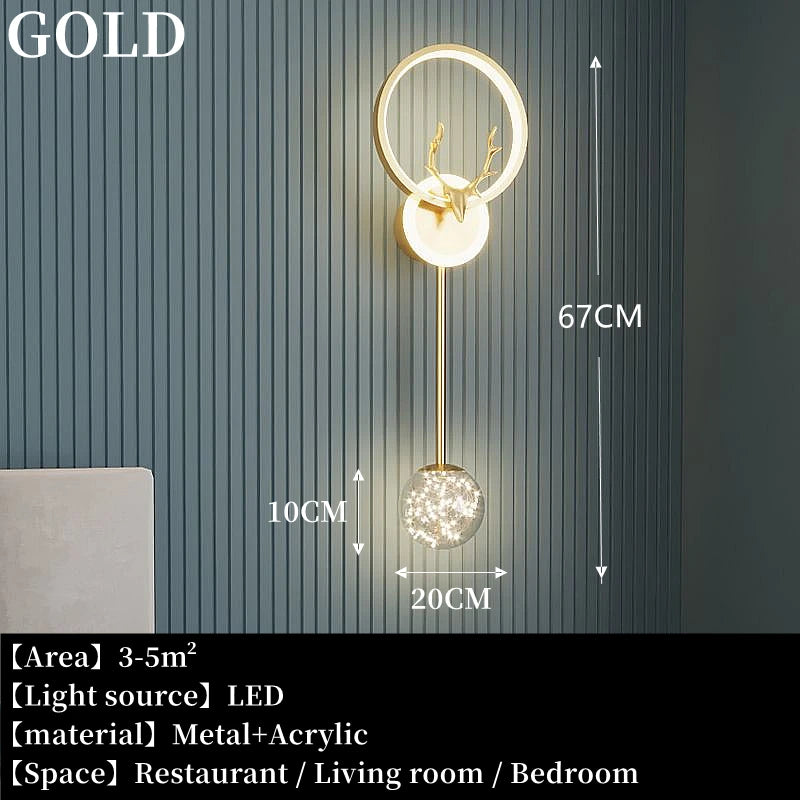 Modern 3-Light Glass Wall Lamp — Touch Switch LED Sconce for Living Room, Bedroom & Dining