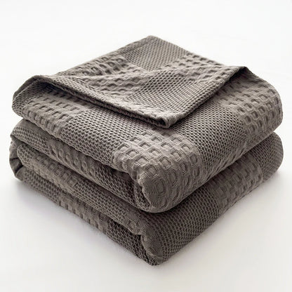 100% Cotton Waffle Knit Throw Blanket — Soft Breathable Sofa & Bed Throw