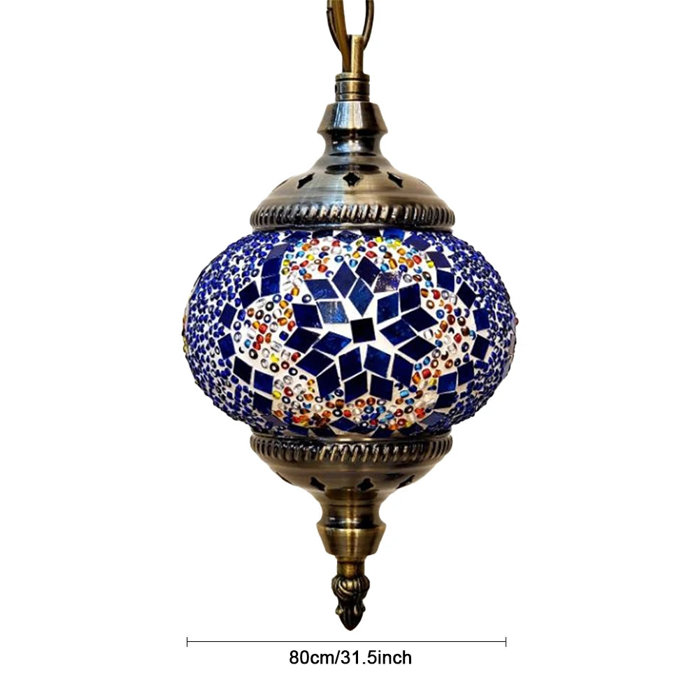 Turkish Moroccan Mosaic Pendant Lamp — Handcrafted Glass Hanging Ceiling Light
