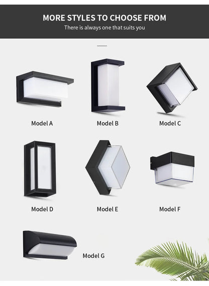 LED Outdoor Wall Lamp with Optional Radar Motion Sensor — IP55 Waterproof in 7 Models & 2 Color Temperatures