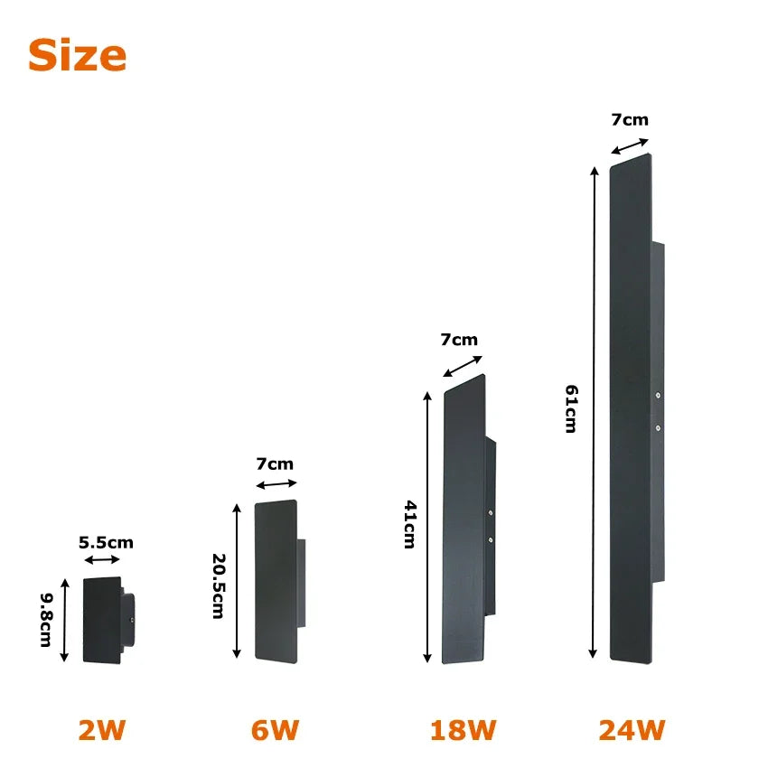 IP65 Waterproof Outdoor LED Wall Lamp — Aluminum Up & Down Light in Black or White, 4 Wattages