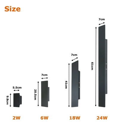 IP65 Waterproof Outdoor LED Wall Lamp — Aluminum Up & Down Light in Black or White, 4 Wattages
