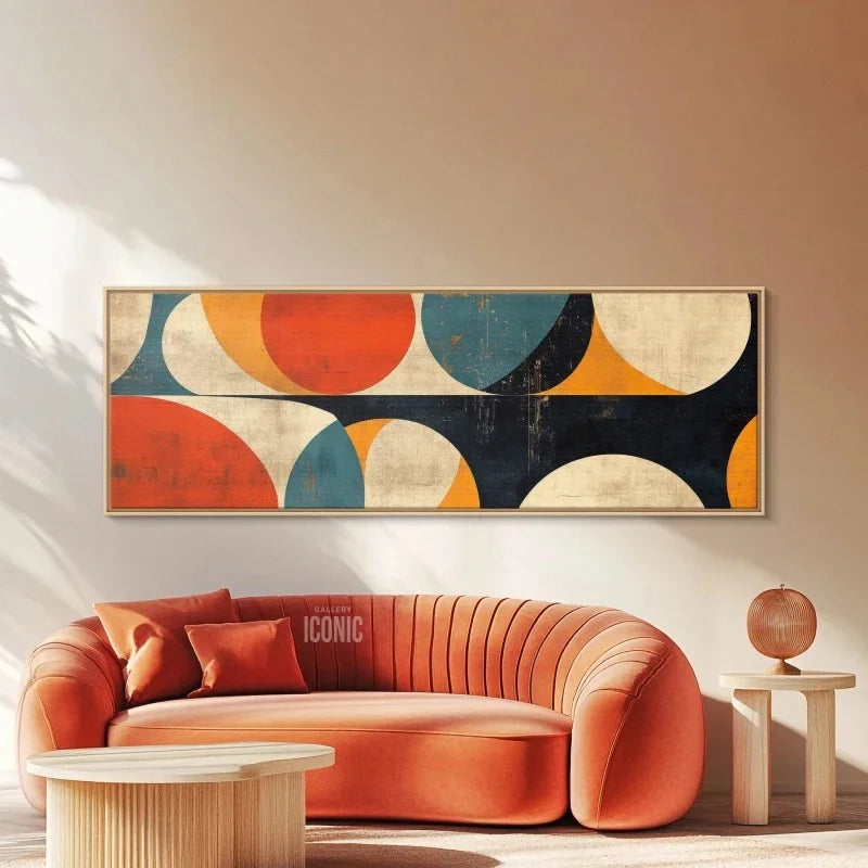 Bauhaus Abstract Panoramic Canvas Wall Art — Wide Unframed Mid-Century Print for Living Room