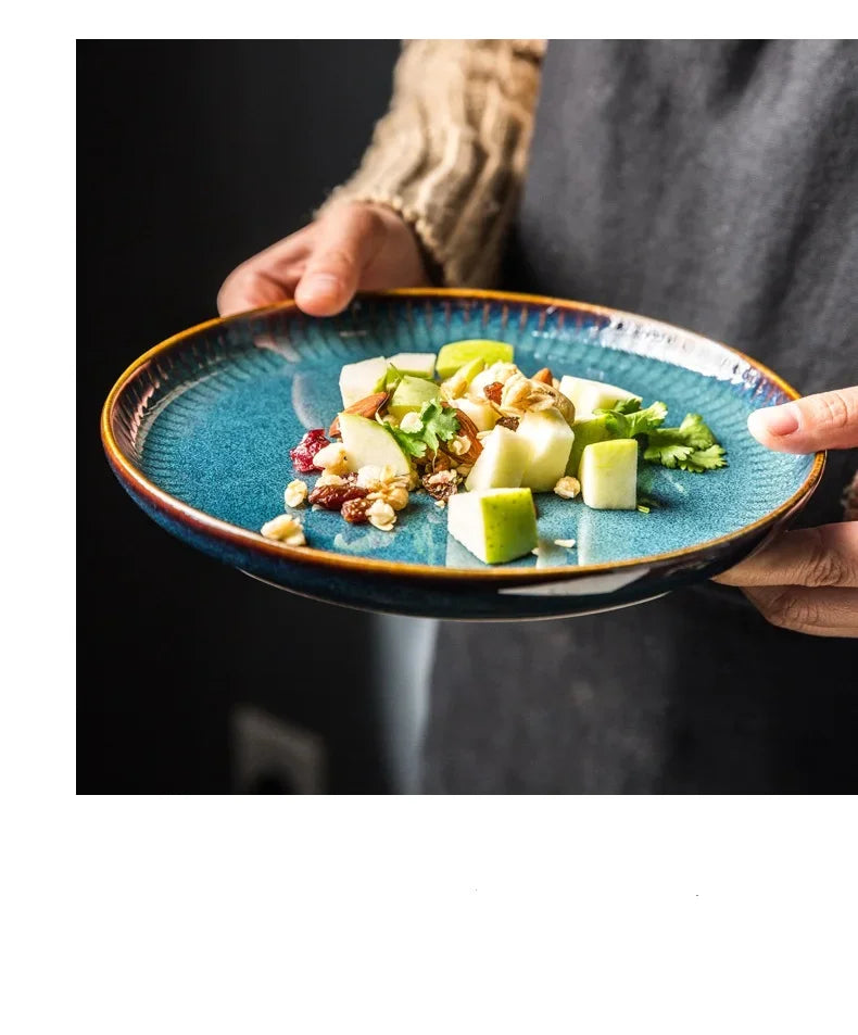 Nordic Kiln Glazed Ceramic Bowl & Plate Collection — Handcrafted Tableware in 10 Styles