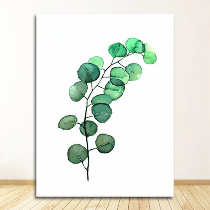 Scandinavian Tropical Leaves Canvas Poster — Unframed Green Botanical Wall Art in 11 Sizes