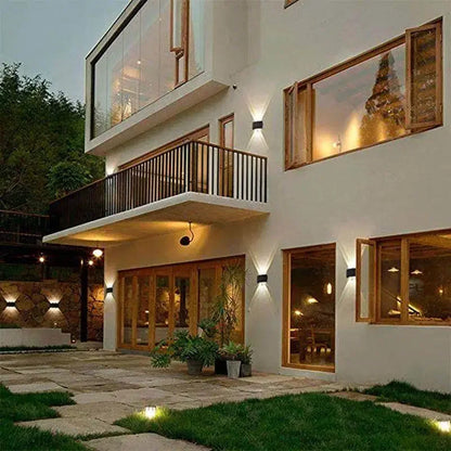 Solar Outdoor Wall Lamp — IP65 Waterproof Up & Down Warm Light for Garden, Balcony & Yard in 6 Sizes