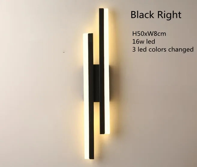 Nordic Dimmable LED Wall Sconce — 3-Color Iron & Acrylic Bedside Lamp in Black or Gold, Left or Right