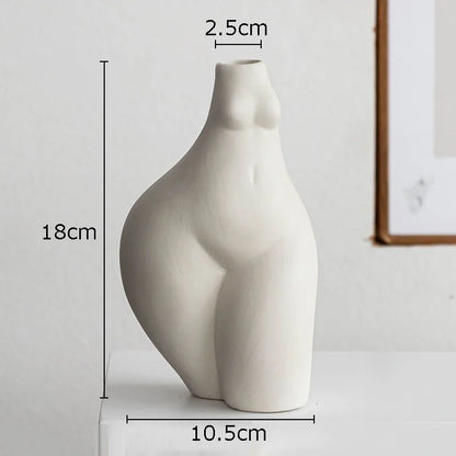 Ceramic Human Form Vase — Nordic Sculptural Body Art Vase for Dried Flowers & Home Decor
