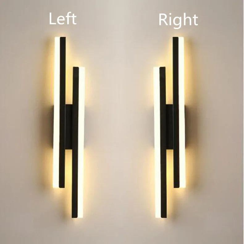 Nordic Dimmable LED Wall Sconce — 3-Color Iron & Acrylic Bedside Lamp in Black or Gold, Left or Right