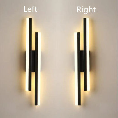 Nordic Dimmable LED Wall Sconce — 3-Color Iron & Acrylic Bedside Lamp in Black or Gold, Left or Right