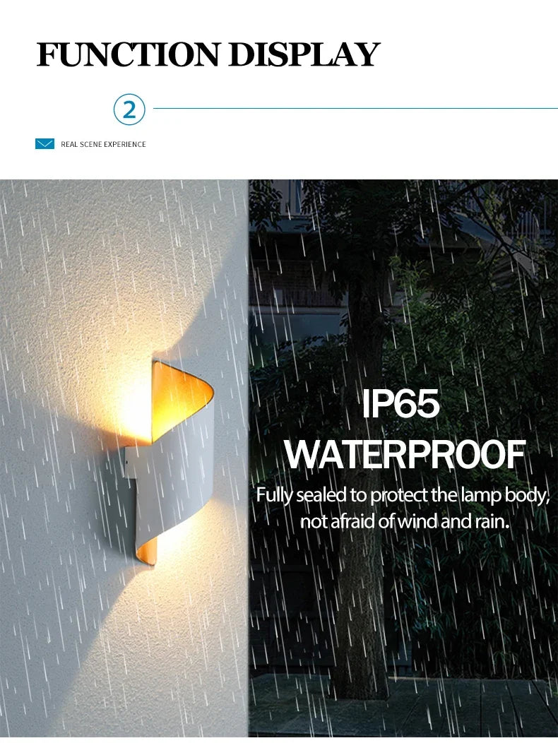 10W Nordic LED Wall Sconce — IP65 Waterproof Spiral Design Indoor & Outdoor Light in 4 Finishes