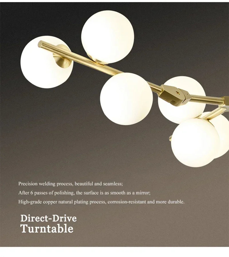 Modern Glass Ball Branch Chandelier — LED Ceiling Light for Living Room & Dining Room