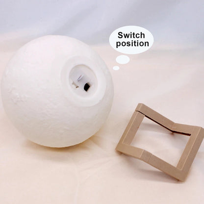 8cm LED Moon Lamp Night Light with Stand — Battery Powered Starry Bedroom Decor in 3 Light Colors