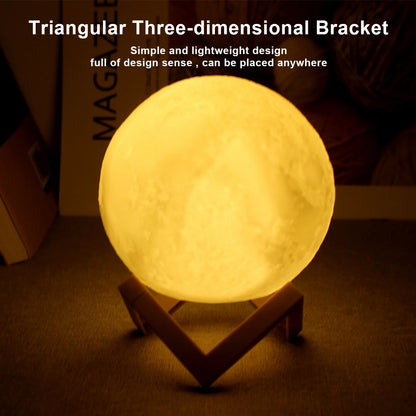 8cm LED Moon Lamp Night Light with Stand — Battery Powered Starry Bedroom Decor in 3 Light Colors