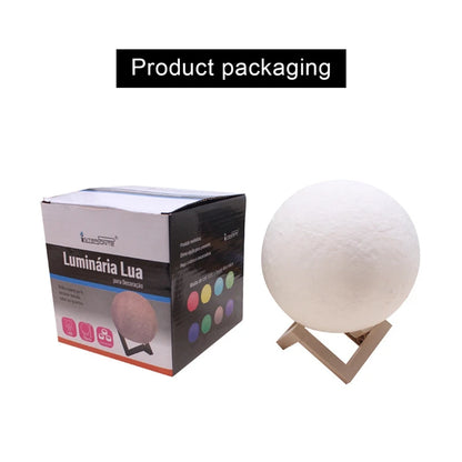 8cm LED Moon Lamp Night Light with Stand — Battery Powered Starry Bedroom Decor in 3 Light Colors